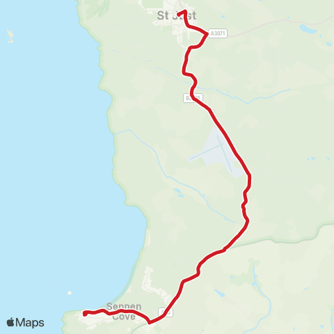 Go Cornwall Bus Sennen Cove - Bus Station map