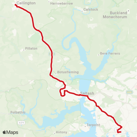 Go Cornwall Bus New Road - Royal Parade map