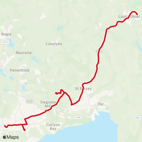Go Cornwall Bus White River Cinema - Eden Main Bus Stop map
