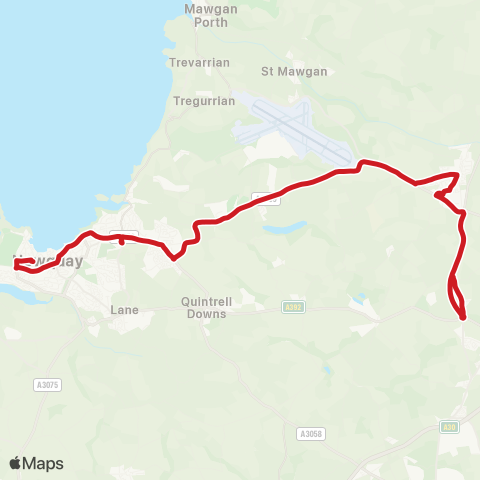 Go Cornwall Bus Bus Station - Trelawney Parc map