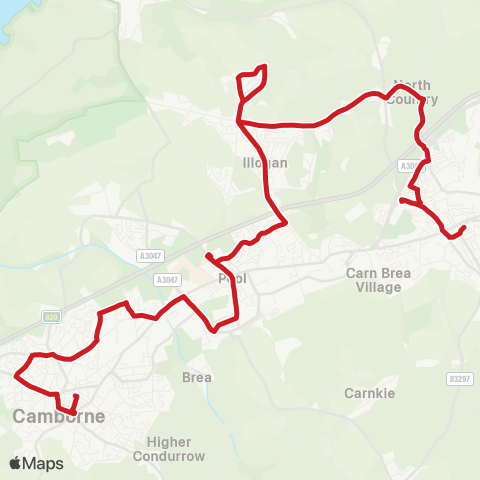 Go Cornwall Bus Bus Station - Barncoose Hospital map
