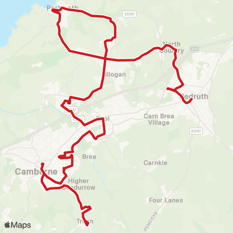Go Cornwall Bus The Square - Railway Station map