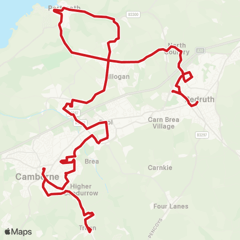 Go Cornwall Bus The Square - Railway Station map