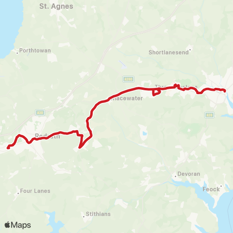 Go Cornwall Bus Barncoose Hospital - Temp Bus Station map