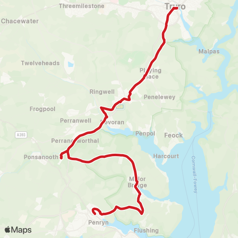 Go Cornwall Bus Truro Hill - Lemon Quay map