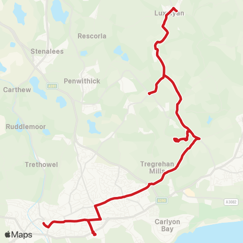 Go Cornwall Bus School - Asda map