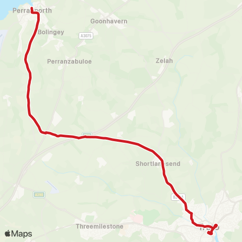 Go Cornwall Bus Temp Bus Station - Beach Road map