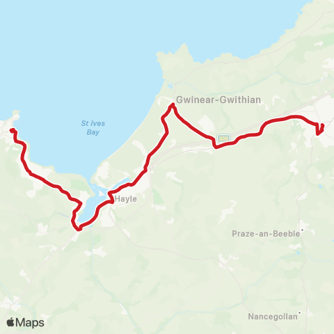 Go Cornwall Bus The Terrace - Temp Bus Station map