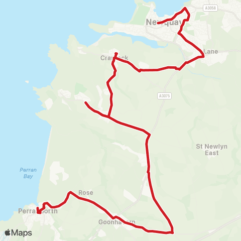 Go Cornwall Bus Bus Station - Beach Road map