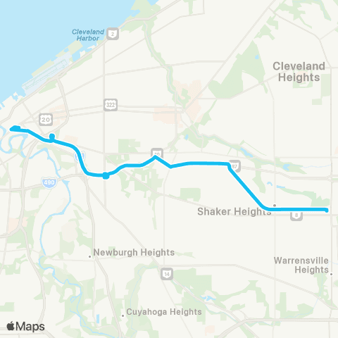 GCRTA Blue Line Replacement Bus map