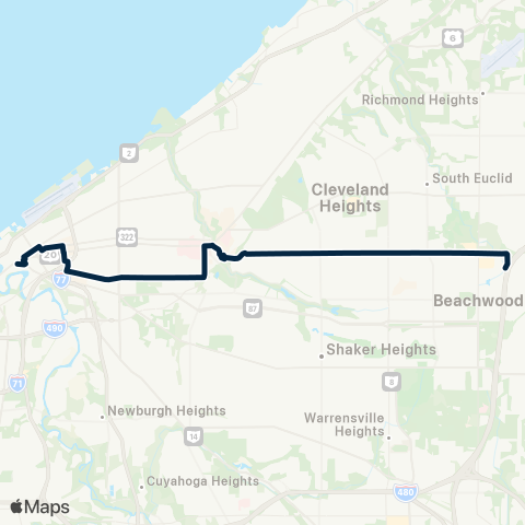GCRTA Quincy–Cedar map