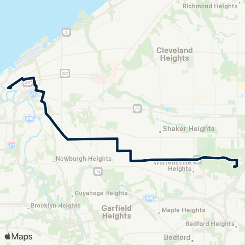 GCRTA Union–Harvard map