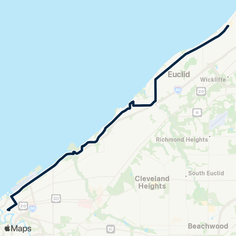 GCRTA Lakeshore map