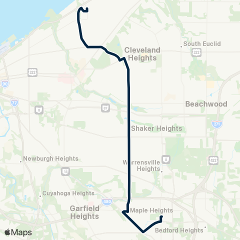 GCRTA Lakeview–Lee map