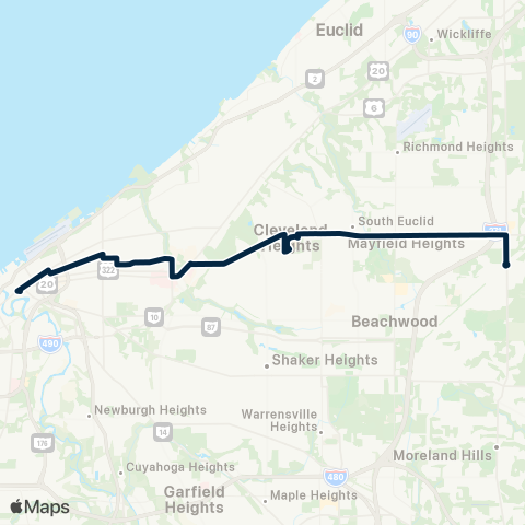 GCRTA Mayfield–Hough map