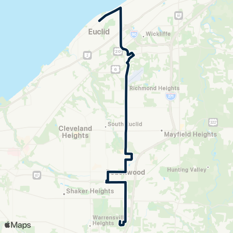 GCRTA East 260–Richmond map