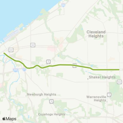 GCRTA Green Line map