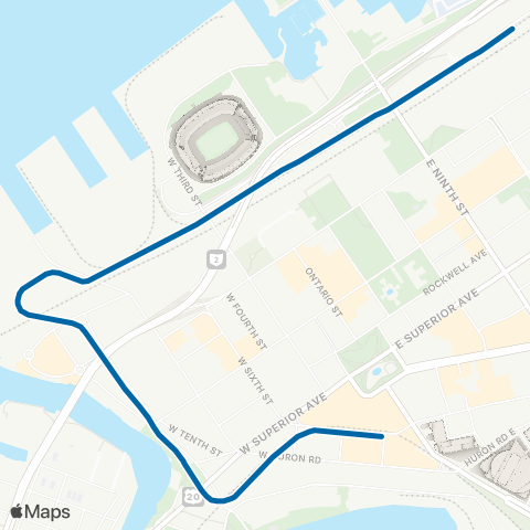 GCRTA Waterfront Line map