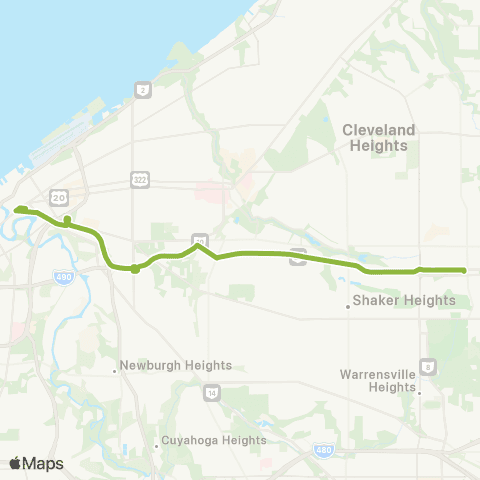 GCRTA Green Line Replacement Bus map