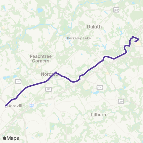 Gwinnett County Transit Sugarloaf - Gwinnett TC - Doraville map