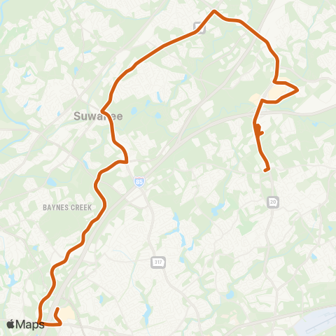 Gwinnett County Transit Sugarloaf - Suwanee - Buford map