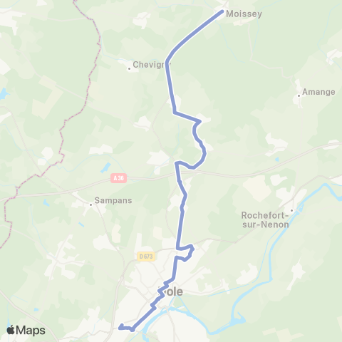 Grandole Mobilités Moissey - Dole map