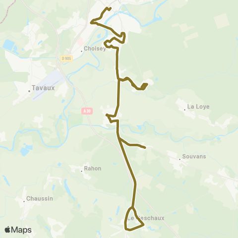 Grandole Mobilités Villers-Robert - Dole / Dole - Villers-Robert - Nevy-les-Dole map