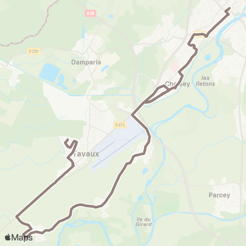 Grandole Mobilités Tavaux - Dole map