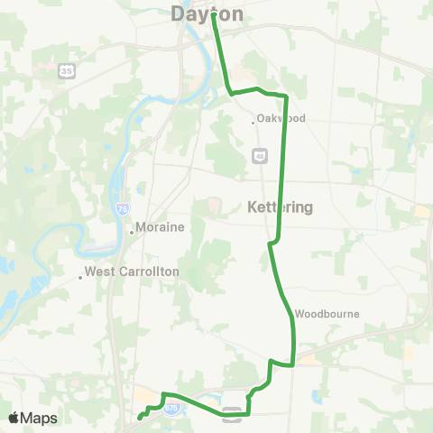 Greater Dayton RTA Vandalia (East or West Loop) - South Hub map