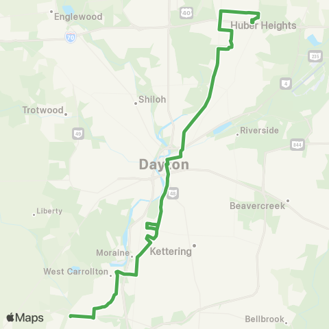 Greater Dayton RTA Huber Hgts - Moraine - W Carrolton - Miamisburg map