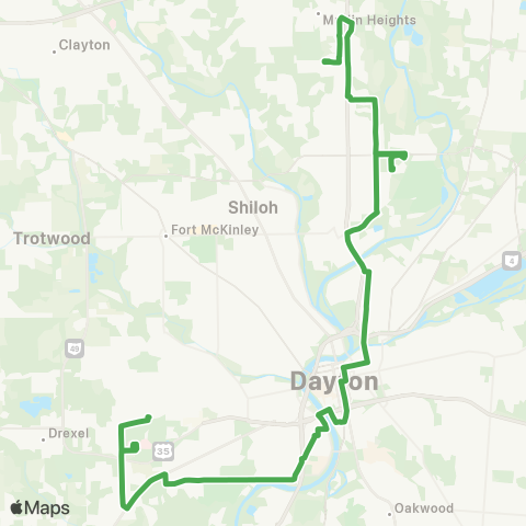 Greater Dayton RTA Keowee to Northridge - Job Ctr - Miller map