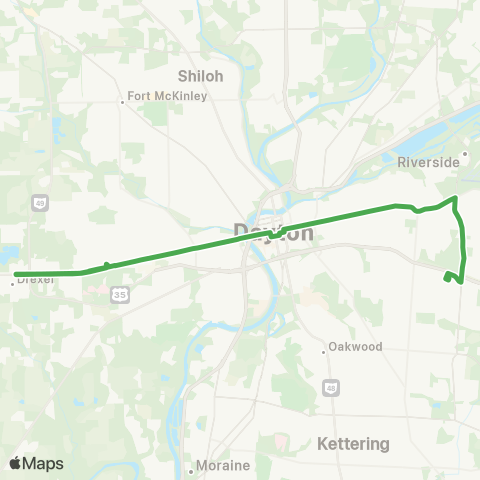 Greater Dayton RTA 3rd St - Wright State - Westown - Drexel map