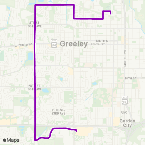 Greeley-Evans Transit Greeley Mall TC-Greeley Evans Regional TC map
