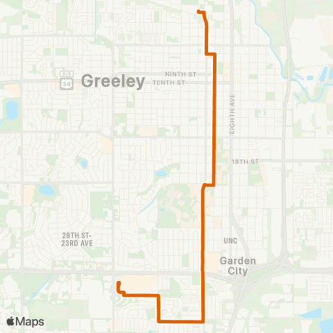 Greeley-Evans Transit Greeley Mall TC-Greeley Evans Regional TC map