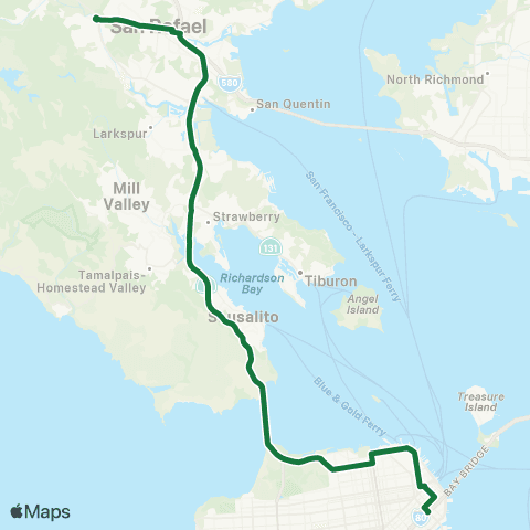 Golden Gate Transit San Anselmo - San Francisco map