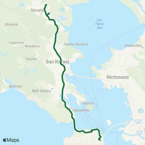 Golden Gate Transit Novato - San Francisco map