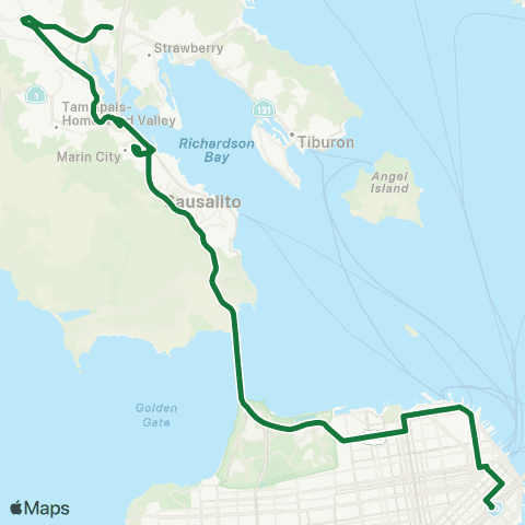 Golden Gate Transit Mill Valley - San Francisco map