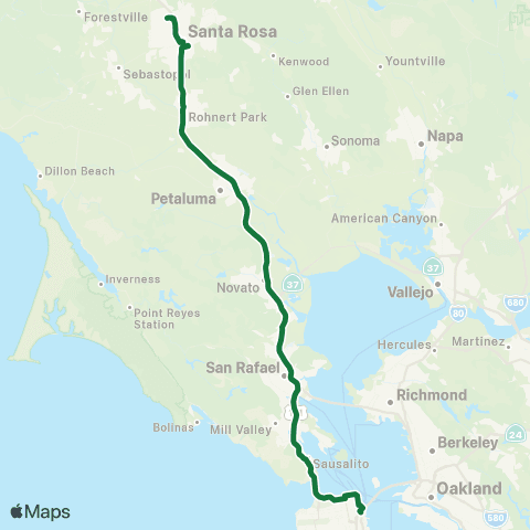 Golden Gate Transit Santa Rosa - San Francisco Express map