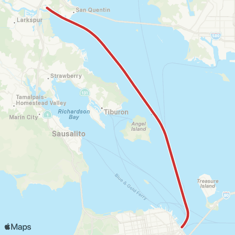 Golden Gate Transit Larkspur - San Francisco map