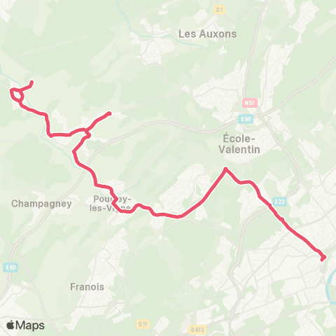 Ginko Chaucenne ↔ Lycée J.Haag map