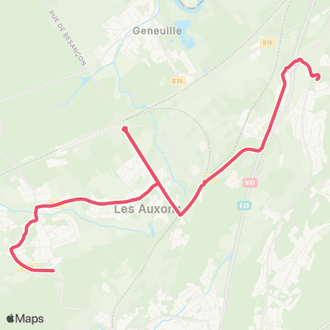 Ginko Les Auxons ↔ Collège Claude Girard map