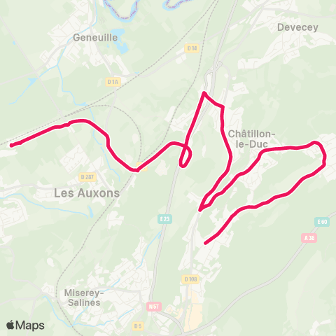 Ginko Gare Franche-Comté TGV ↔ Châtillon-le-Duc map