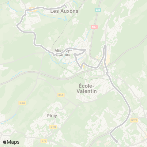 Ginko Les Auxons ↔ Pôle Temis map