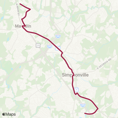 Greenlink Simpsonville Connector map