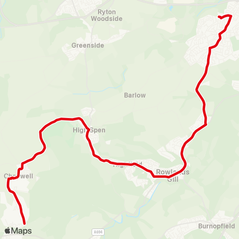 Go North East St Thomas More Rc Academy - Chopwell Rd / Connolly Ter map