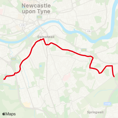 Go North East Emmanuel College - New Road map
