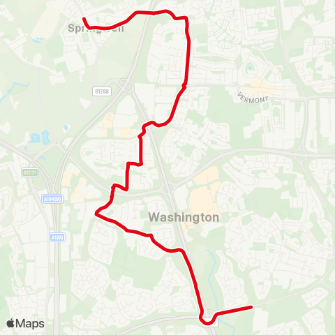 Go North East St Robert of Newminster Catholic Sch - Springwell Village map