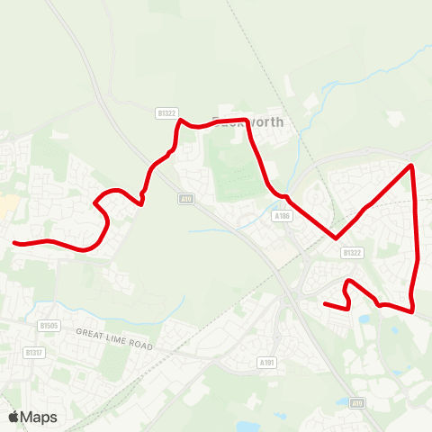Go North East East Bailey-Terminus - Benton Road-Club map