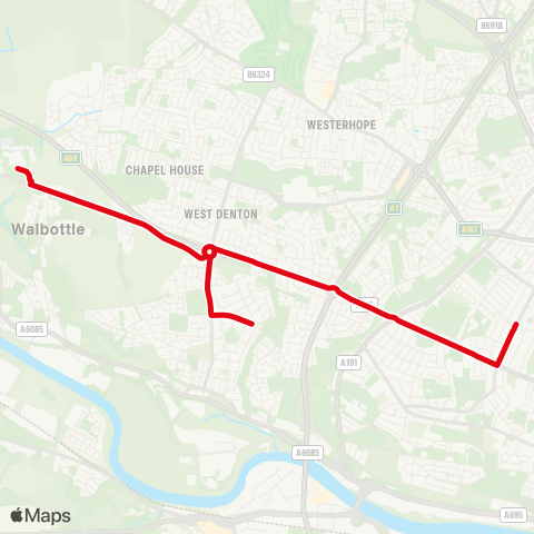 Go North East Walbottle Academy - Two Ball Lonnen-Lanercost Dr map