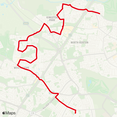 Go North East Sacred Heart Catholic HS - Kingston Pk Rd map